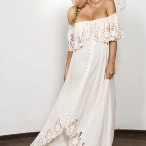 Fillyboo Wonder Years Off-Shoulder Embroidered Maxi Dress White/Ivory